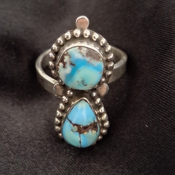 GOLDEN HILLS TURQUOISE RING 925 STERLING SILVER SIZE 7 - Picture 5 of 5